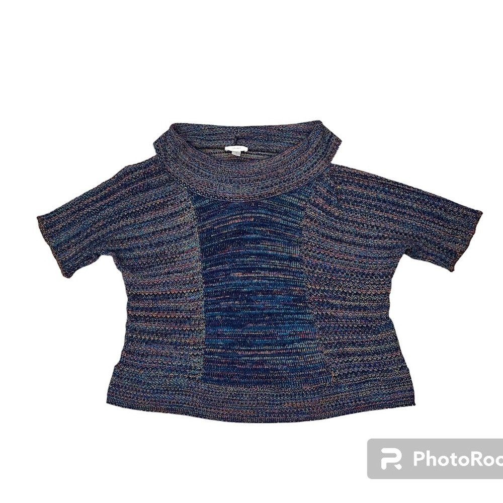 CJ Banks Colorful Short Sleeve Cowl Neck Sweater Size 2X